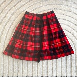 Vintage 70s retro 100% wool tartan plaid mini skirt